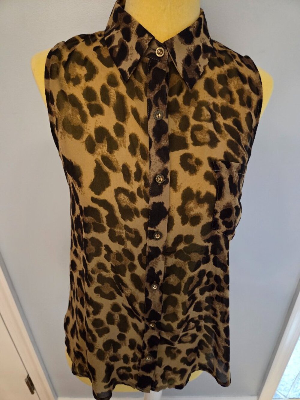 Pearl Brand Leopard Button Down Blouse